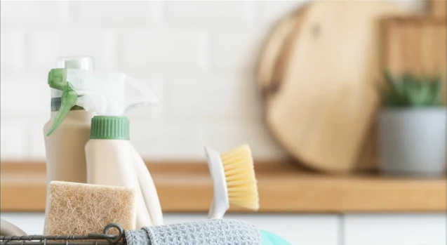 Cleaning supplies ready for property preparation